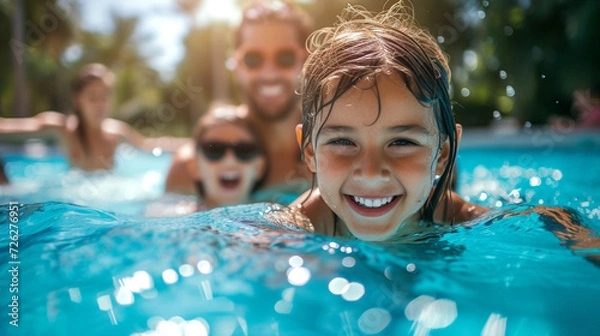 Obraz families playing in the pool