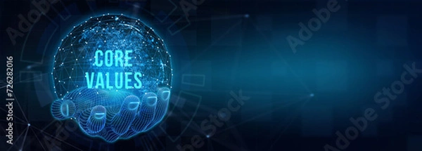 Fototapeta Business, Technology, Internet and network concept. Core values responsibility ethics goals company concept. 3d illustration