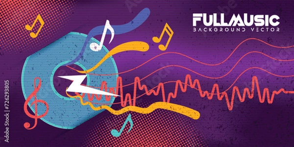 Obraz Dark purple music background illustrator