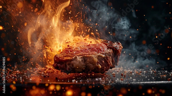 Obraz steak fire background