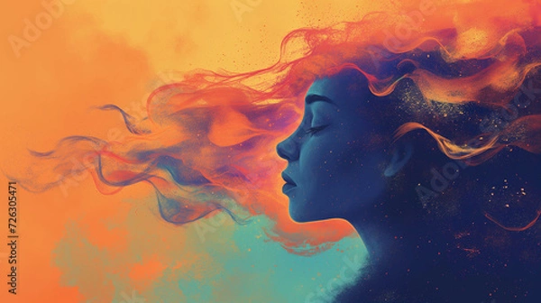 Fototapeta  illustration of silhouettes, psyhology concept,ai