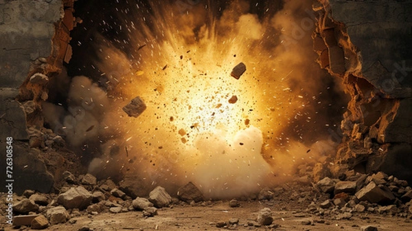 Obraz exploding wall with free space in the center for any object or background