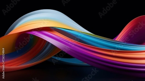 Fototapeta abstract colorful waves on a dark background