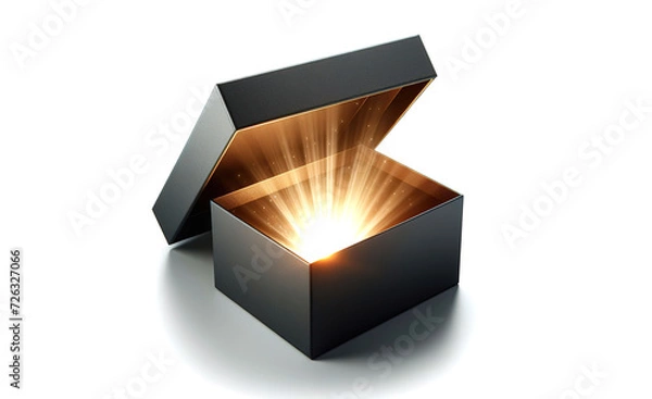 Obraz Mysterious Black Box Opened With Radiant Light Emanating From Inside