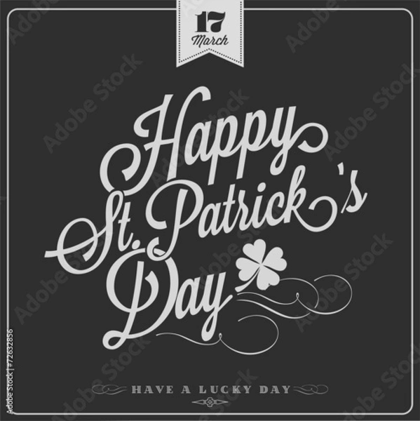 Obraz Saint Patrick's Day Typographical Background On Chalkboard