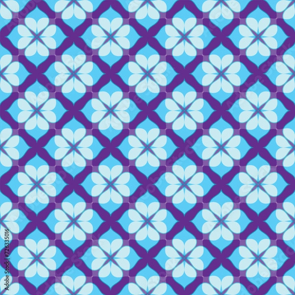 Fototapeta Vector seamless spring festive pattern of blue flowers on a violet background