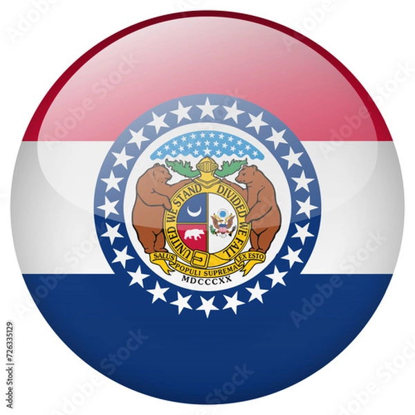 Fototapeta Missouri flag button.