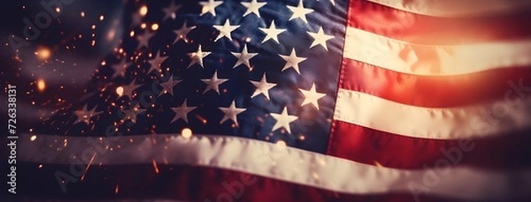 Fototapeta Usa Independence Day on background, in the style of poster, bokeh, recycled, flickr, shaped canvas, traditional, soft-edged