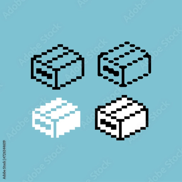 Fototapeta Pixel art outline sets icon of box icon variation color. paper box icon on pixelated style. 8bits perfect for game asset or design asset element for your game design. Simple pixel art icon asset.