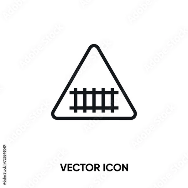 Obraz Rail road crossing cross signal vector icon. Modern, simple flat vector illustration for website or mobile app. Traffic sign or train track symbol, logo illustration. Pixel perfect vector graphics	