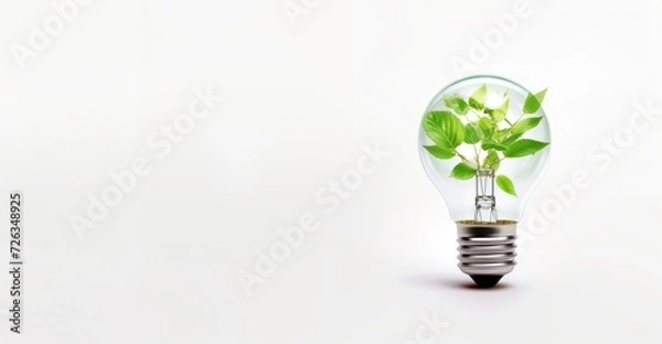 Fototapeta Realistic image of light bulb green isolated over white background