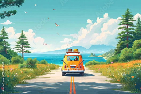 Fototapeta Family road trips can be a fantastic way to create lasting memories, bond with loved ones