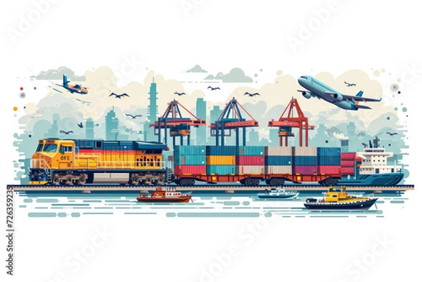 Fototapeta Transportation: Modes of Transportation: Utilizing various modes such as road, rail, air