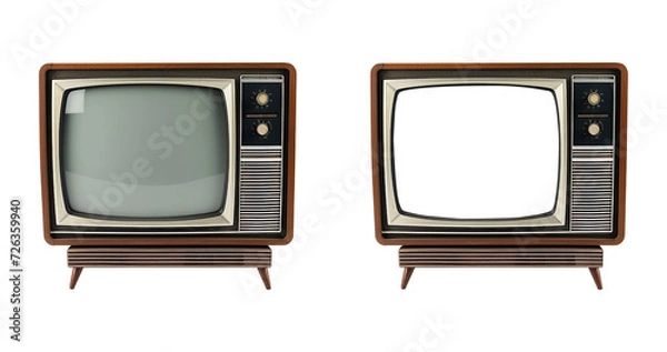 Obraz retro tv with 2 style isolated on transparent background, old television
