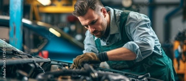 Obraz Mechanic in their middle age working at an auto repair shop.