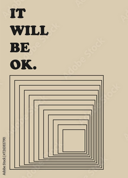 Fototapeta Poster with positive social media quotes, motivation posters on trendy abstract background in neutral colors.