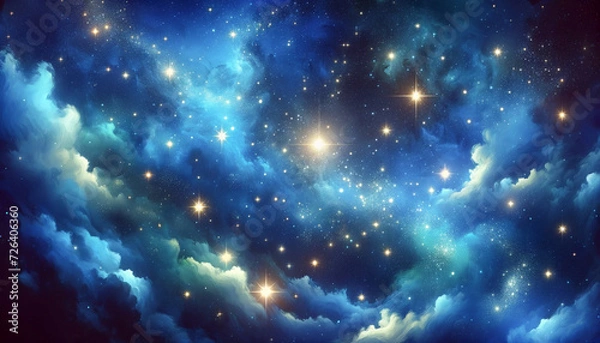 Fototapeta キラキラとした星空　背景、壁紙　（ AI生成画像 ）