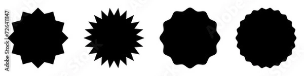 Fototapeta ギザギザ　フレーム  シンプル　黒　スターバースト　セット