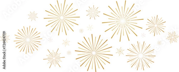 Fototapeta Firework vector banner, holiday celebration border, isolated clip art element set