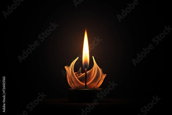 Obraz Burning candle on black background, closeup