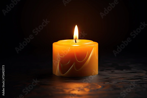 Obraz Burning candle on black background, closeup
