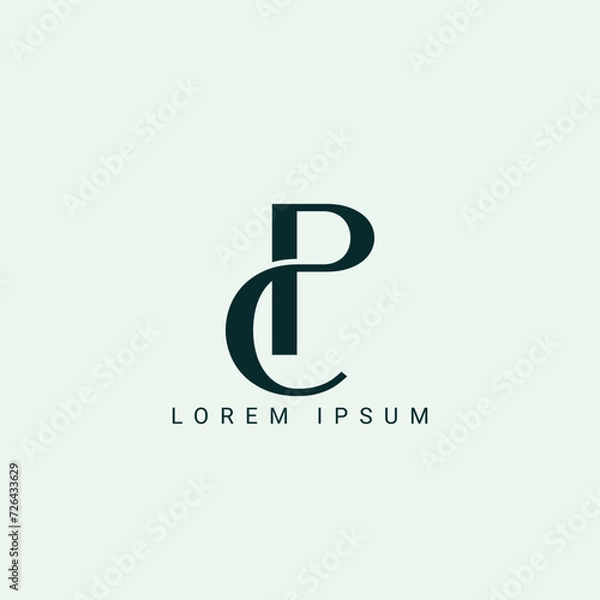 Fototapeta PC CP P C abstract vector logo monogram template