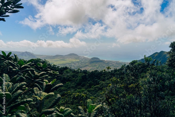 Fototapeta view from mount kalaa on a beautiful day on oahu in hawaii