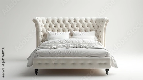Fototapeta Bed with Tall deep button headboard