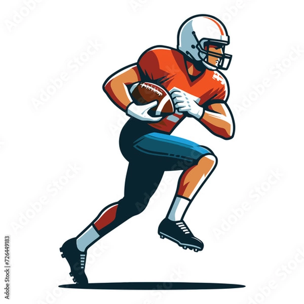 Fototapeta American football player men athlete vector illustration, colorful style American football rugby game male player design template isolated on white background