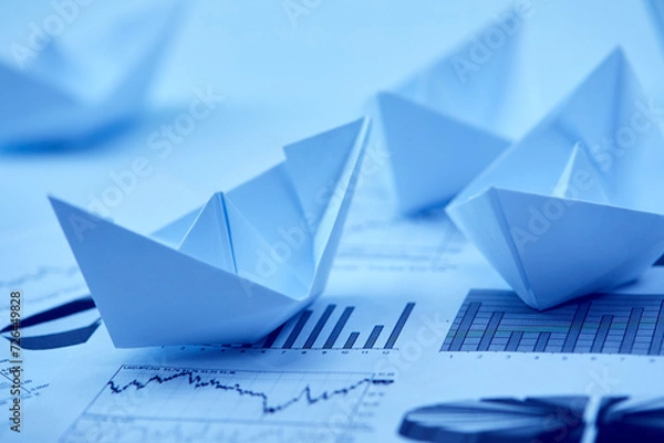 Obraz paper boats on the documents
