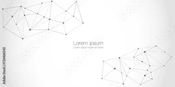 Fototapeta Abstract technology Network nodes, digital connection background with polygonal shapes on white Vector. science technology, data structure, connected points, web.