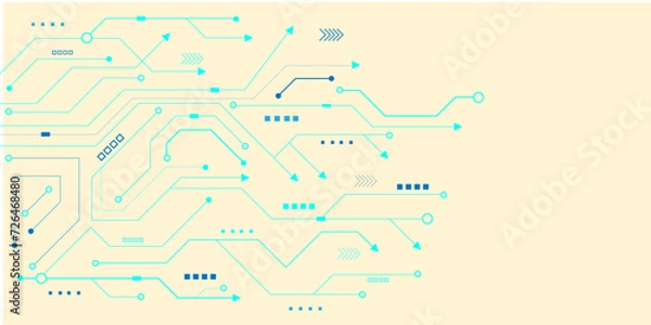 Fototapeta Technology circuit diagram concept. High tech circuit board connection system. Vector abstract technology on white background.