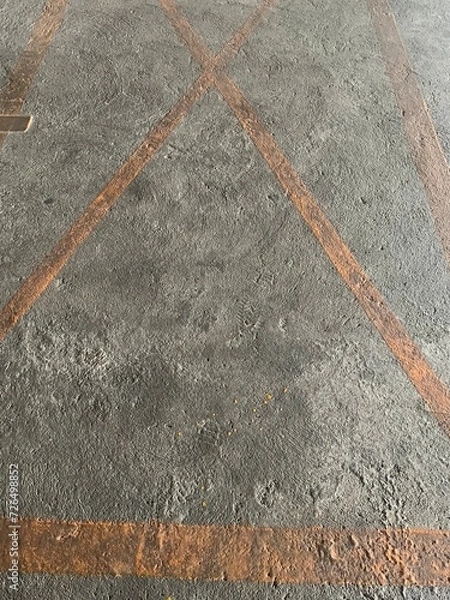 Fototapeta Foot print on the cement floor with no stop sign
