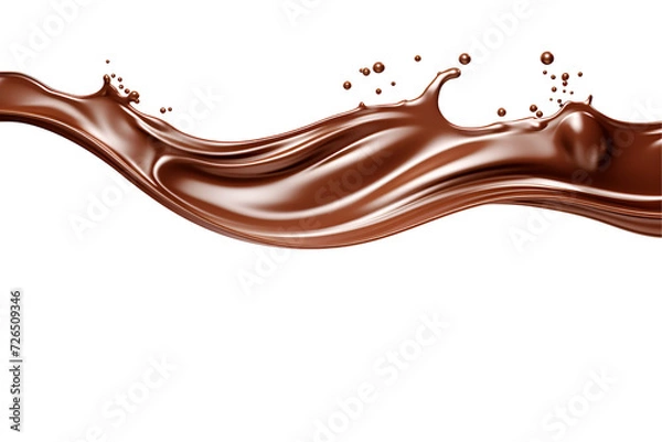 Fototapeta 3d illustration chocolate liquid long wave splash on  isolated transparent background.