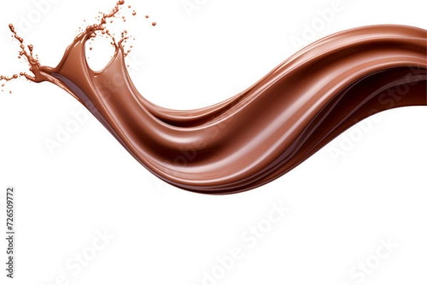 Fototapeta 3d illustration liquid chocolate milk long wave splash on  isolated transparent background.
