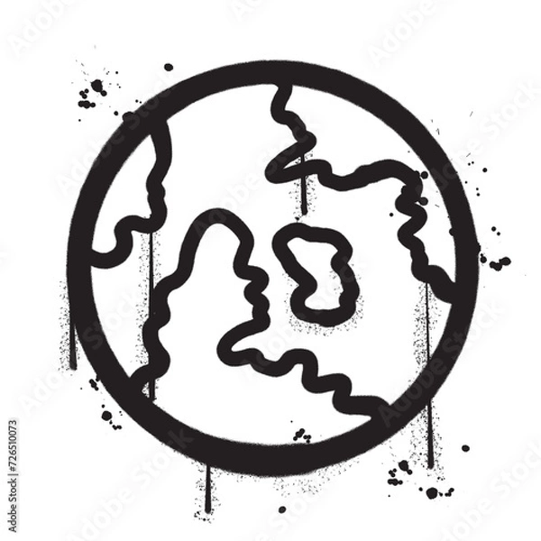 Obraz Vector graffiti spray paint earth isolated vector illustration