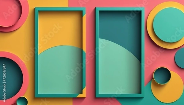 Fototapeta Modern Vector Illustration: Retro Colored Background Objects