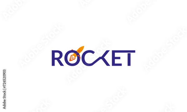 Fototapeta Rocket launch logo vector template. Creative rocket flight startup fly launch vector logo design
