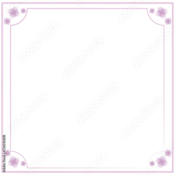 Obraz グラデーションの紫系の紫陽花フレーム