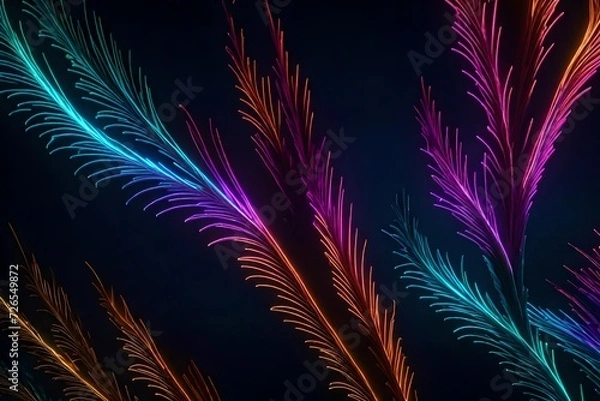 Obraz colorful feathers on black background