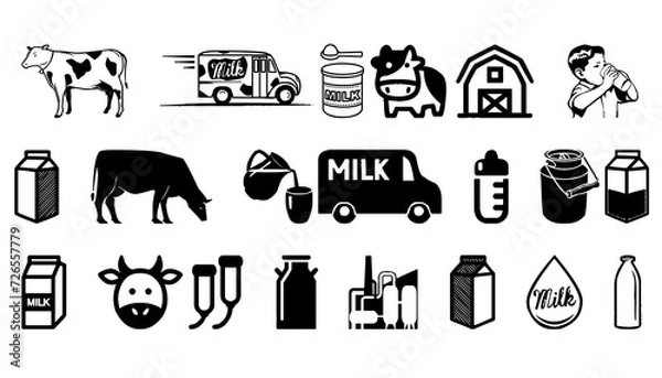 Obraz Milk icon set PNG transparent