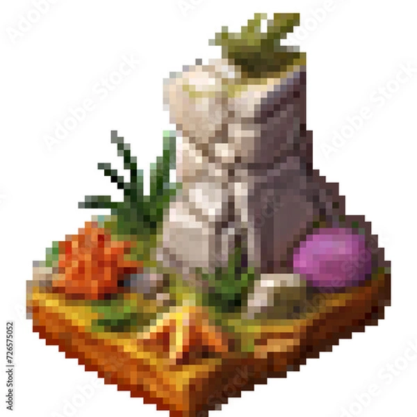 Fototapeta Steep mountain Isometric Pixel Art