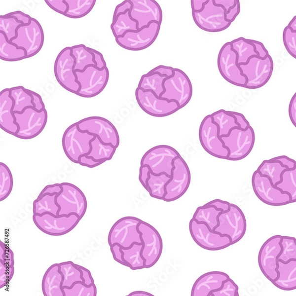 Obraz Cute cartoon red cabbage seamless vector pattern
