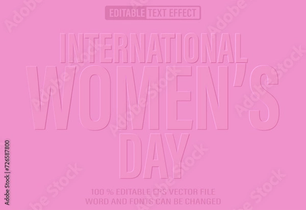Fototapeta Editable 3d text style effect - International Women's Day Embossed text effect Template