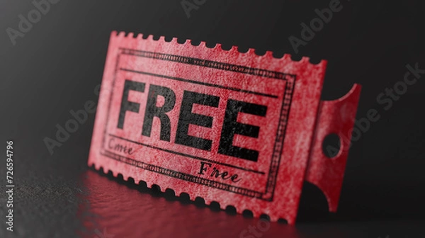 Fototapeta  3D Rendered "Free" Ticket