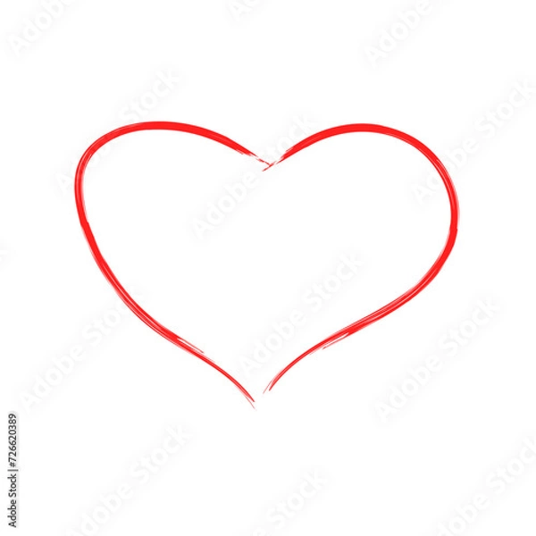 Fototapeta Red Heart Painted with Brush Isolated on White Background. Vector Illustration