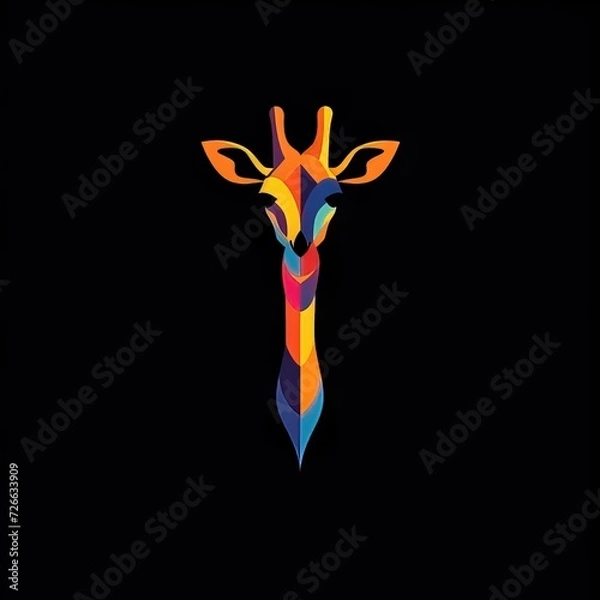 Obraz wild giraffe logo minimalistic vector style 
