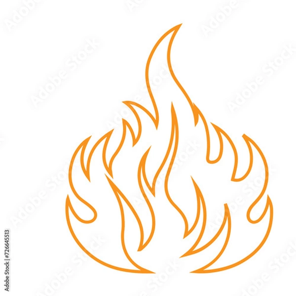Obraz line fire flame icon set