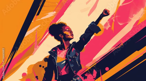 Fototapeta A contemporary poster for International Women's Day, integrating a  modern female leader within a dynamic, urban-inspired design.