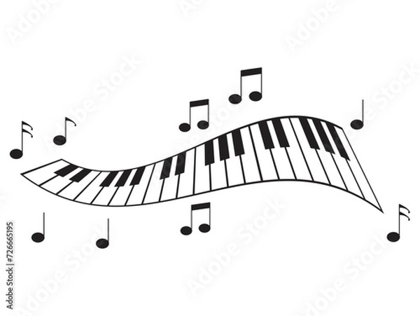 Obraz ピアノ鍵盤と音符